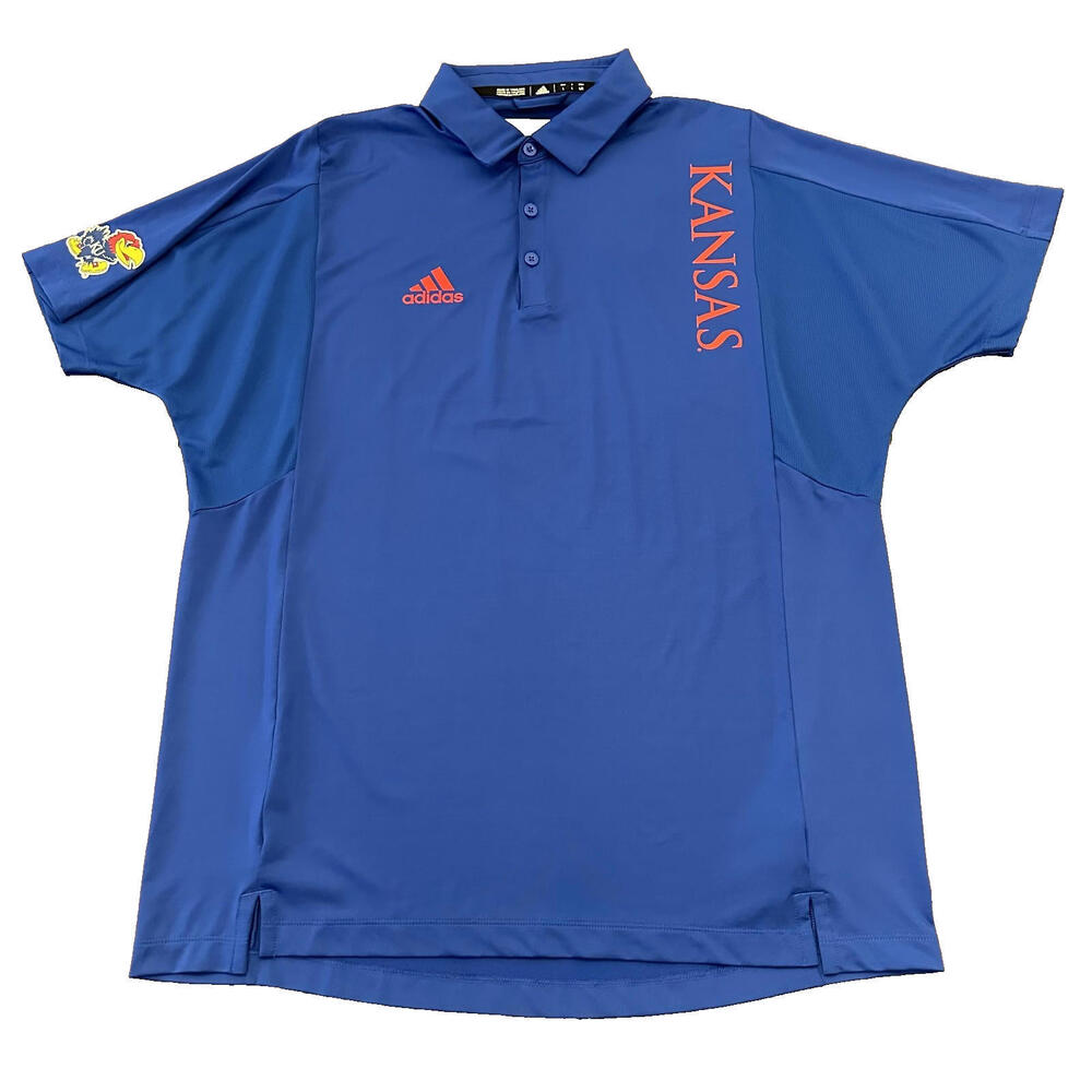Adidas Kansas Jayhawks Blue Coordinator Polo H50553 Size Men’s Large NWT